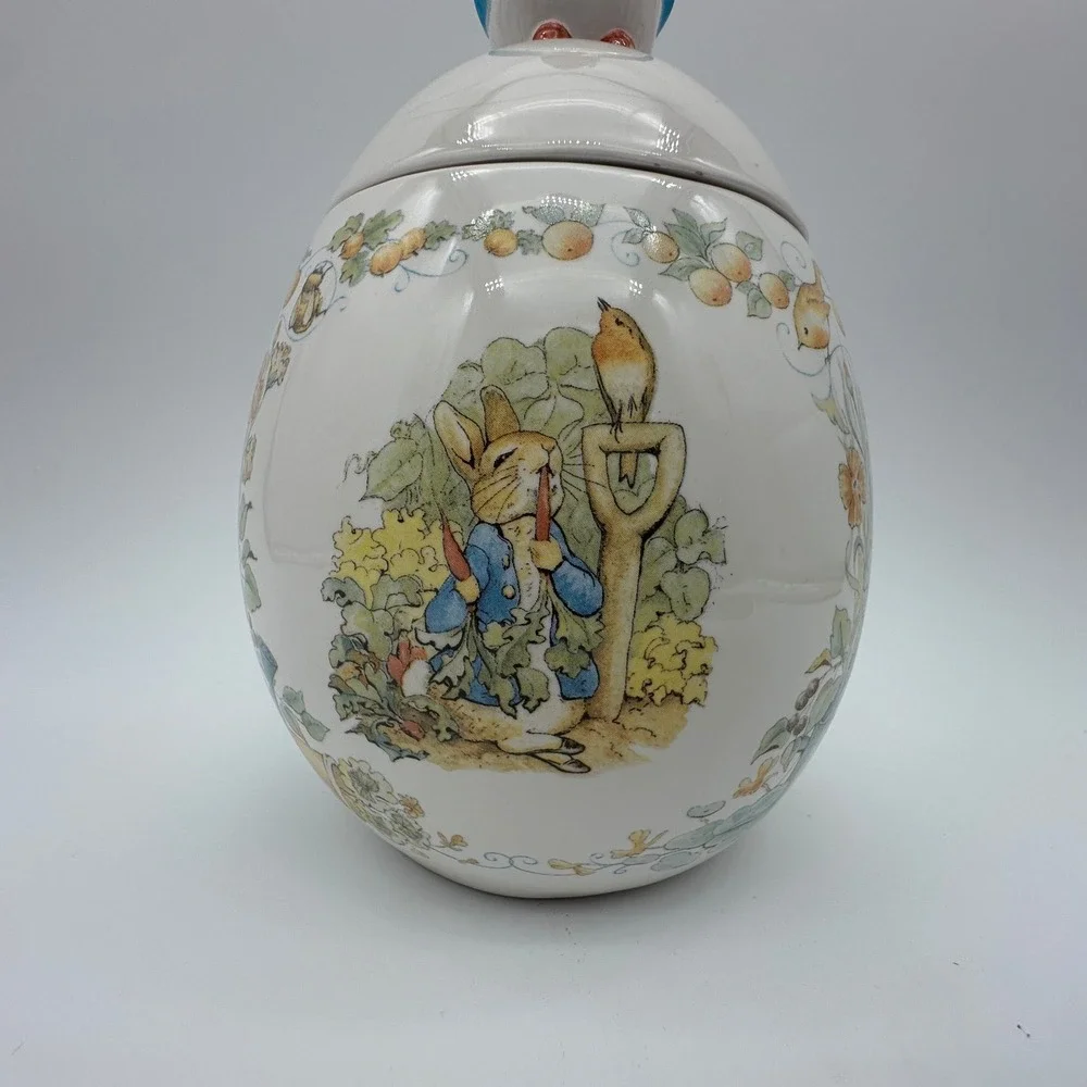 Beatrix Potter Peter Rabbit Egg Cookie Jar Teleflora 1996 Vintage Canister